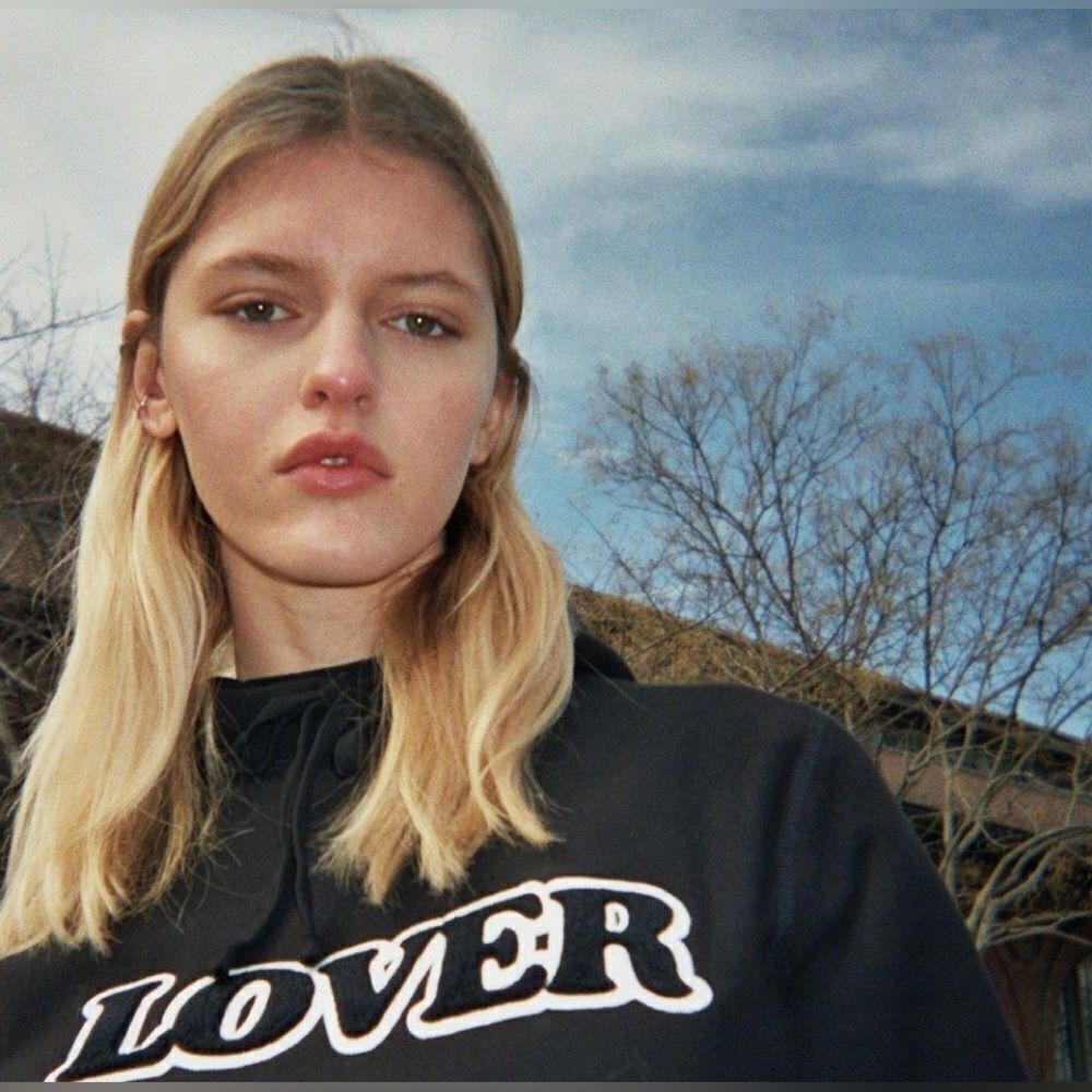 Bianca Chandon Lover Taylor Swift Logo Hoodie in black and white. Unisex Large